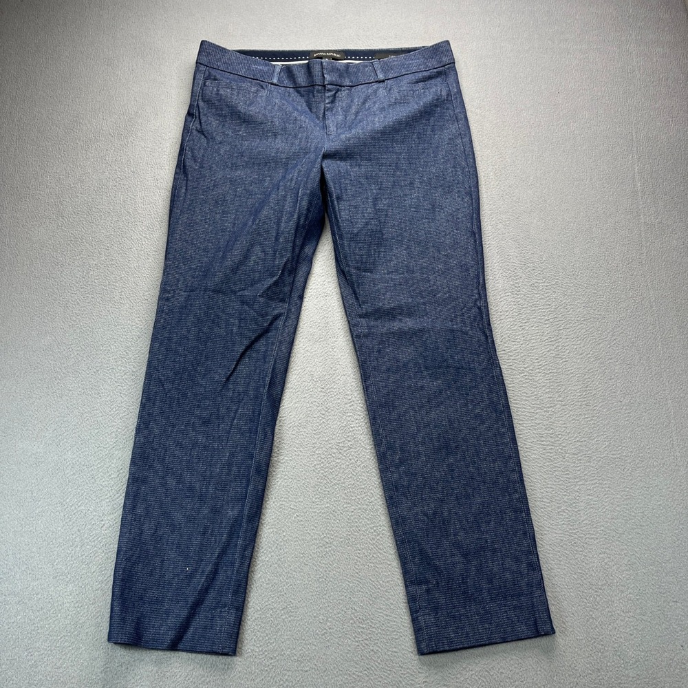 Banana Republic Sloan Pants Womens 8 Blue Denim Textured Slim Fit Trousers